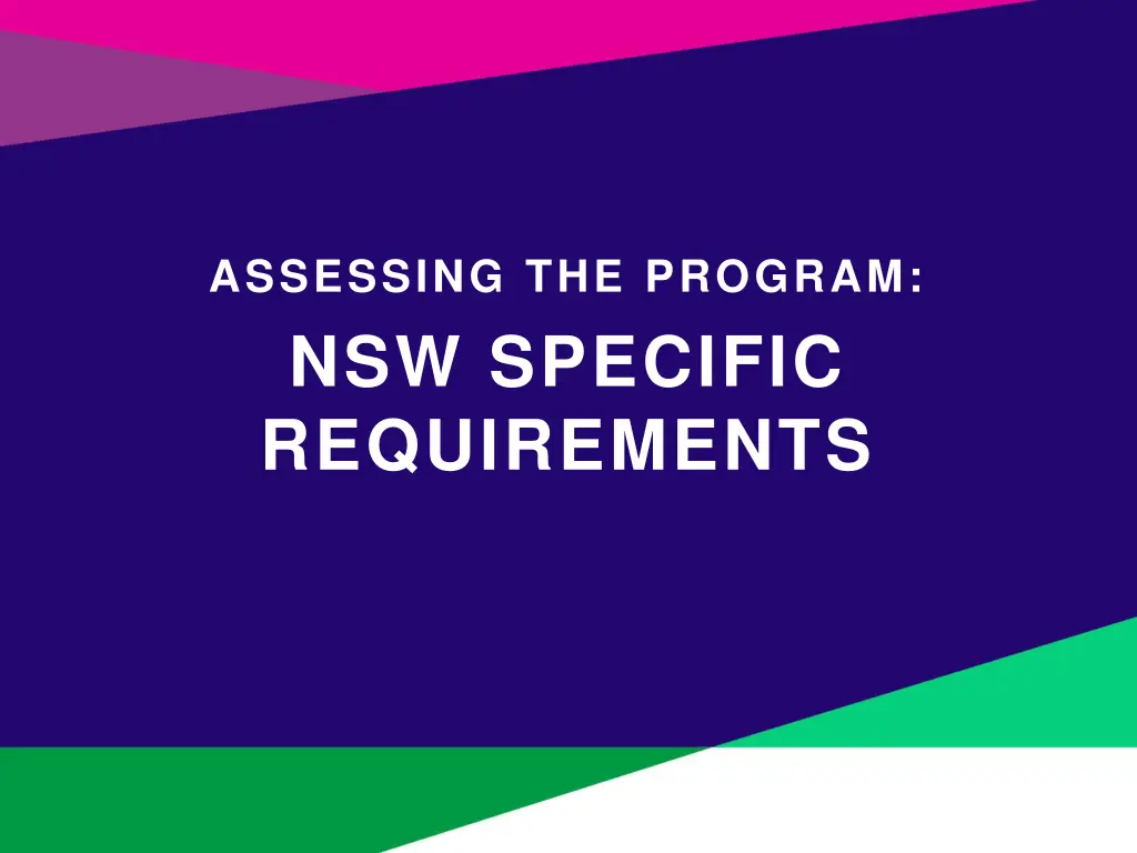 assessing the program nsw specific requirements