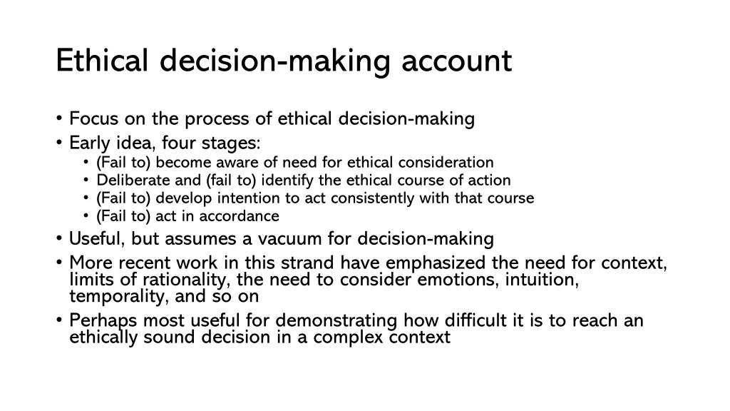 ethical decision making account