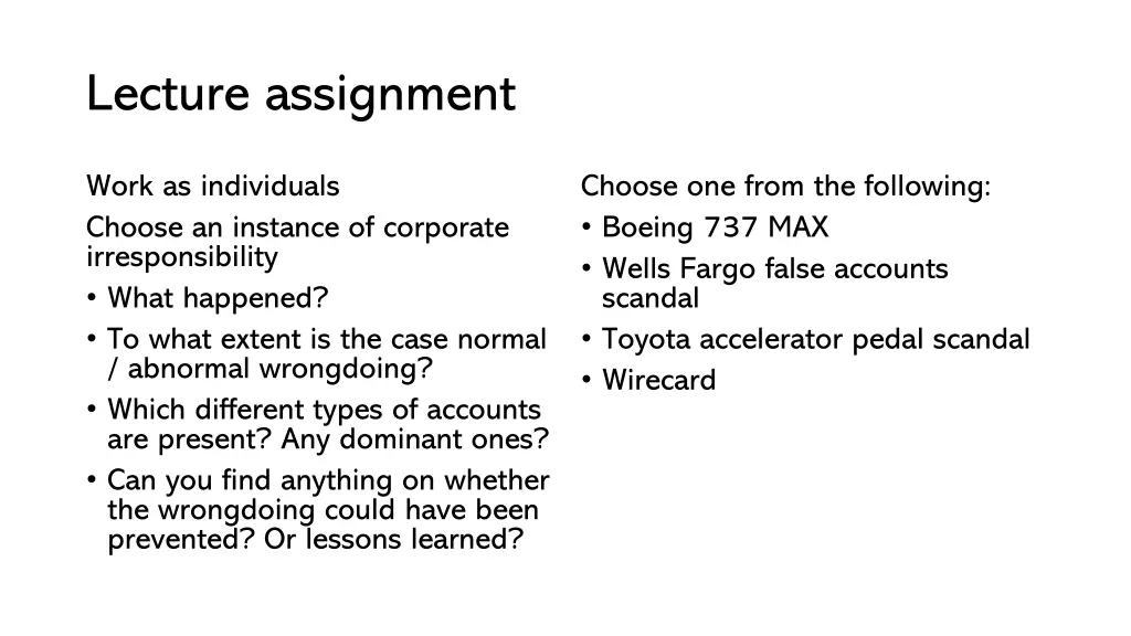 lecture assignment