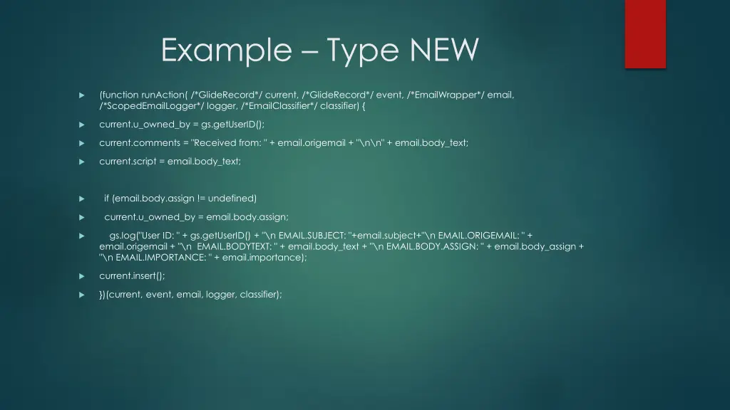 example type new