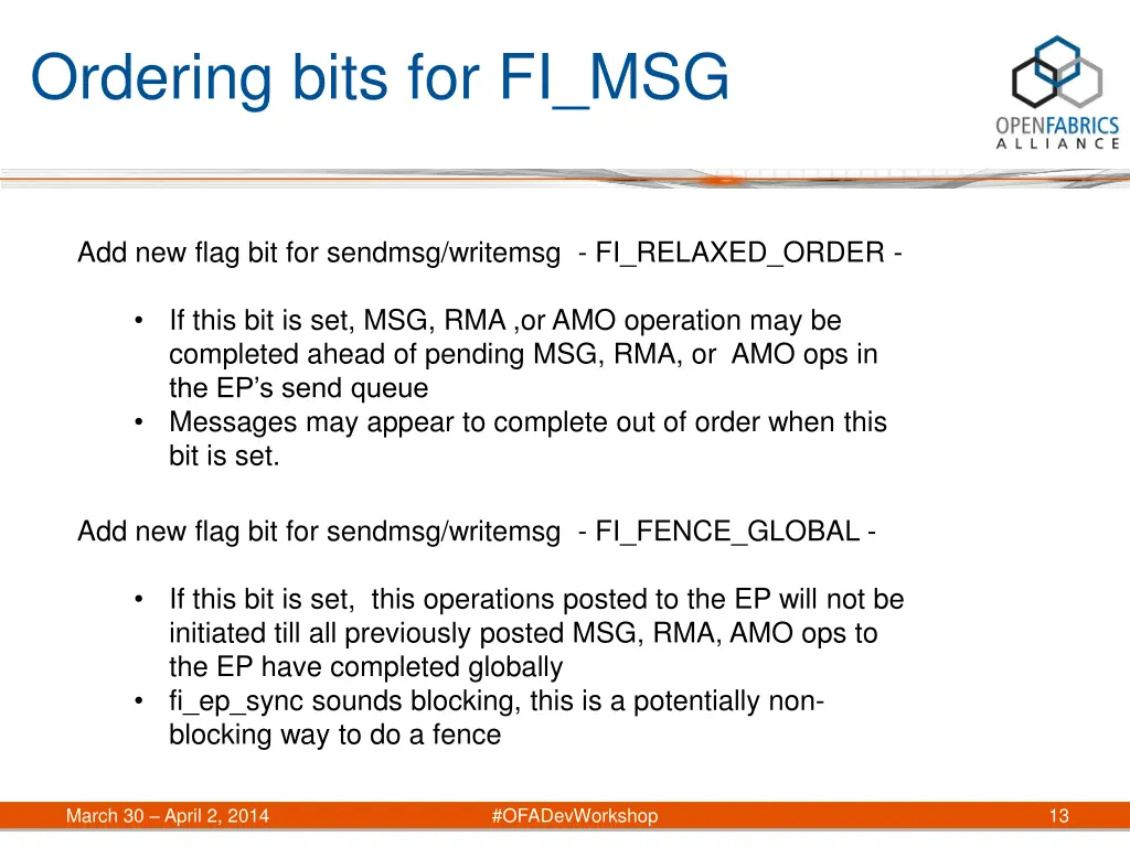 ordering bits for fi msg