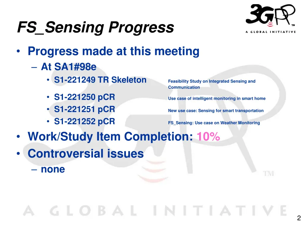 fs sensing progress