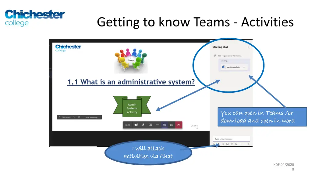 getting to know teams activities