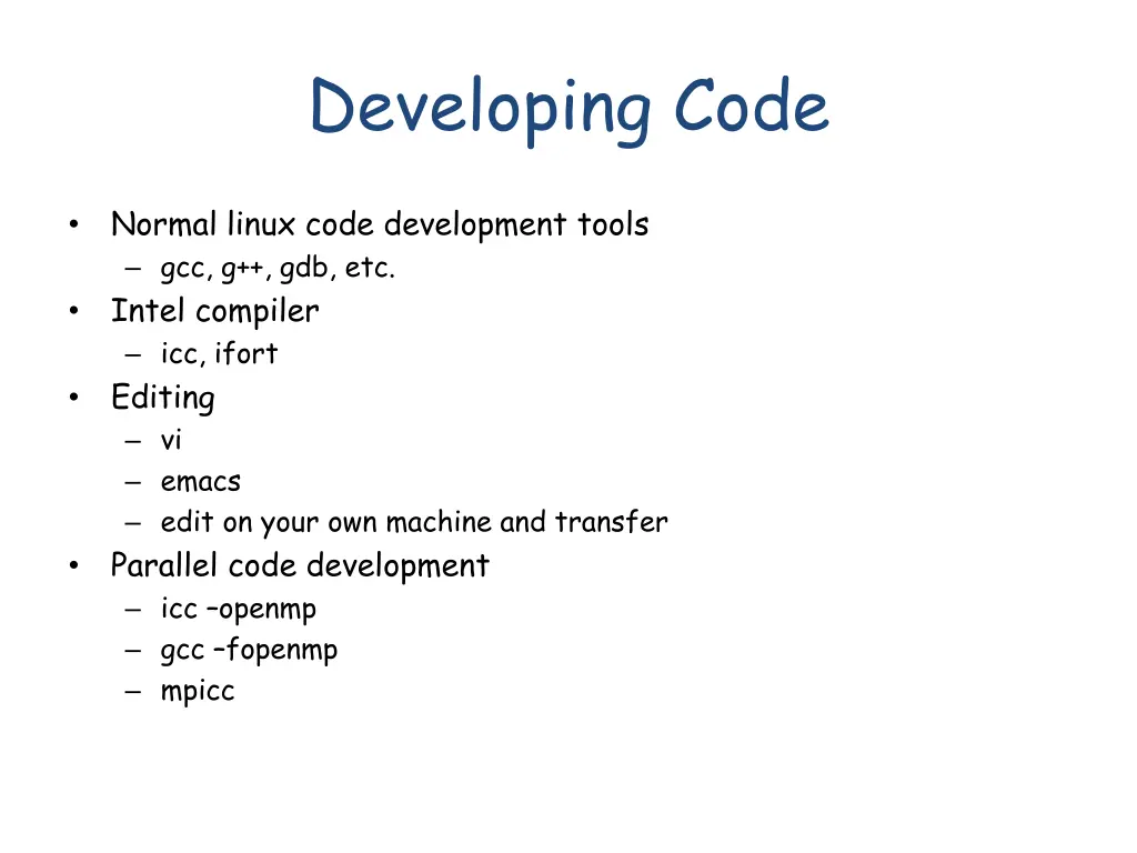 developing code
