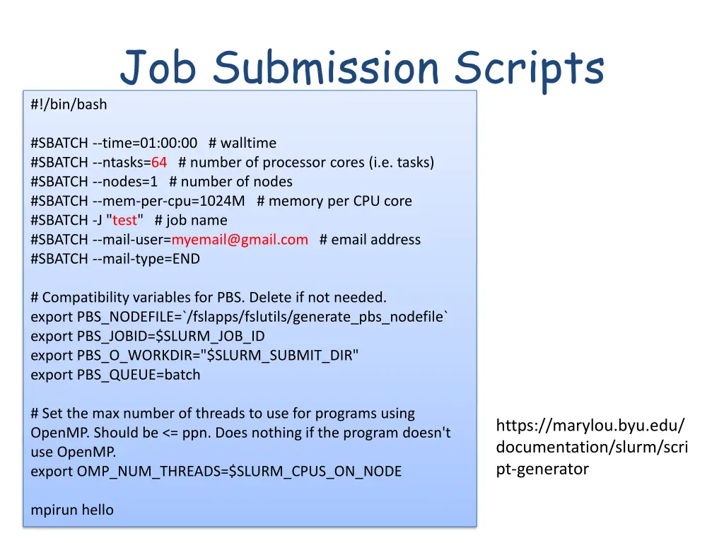 job submission scripts