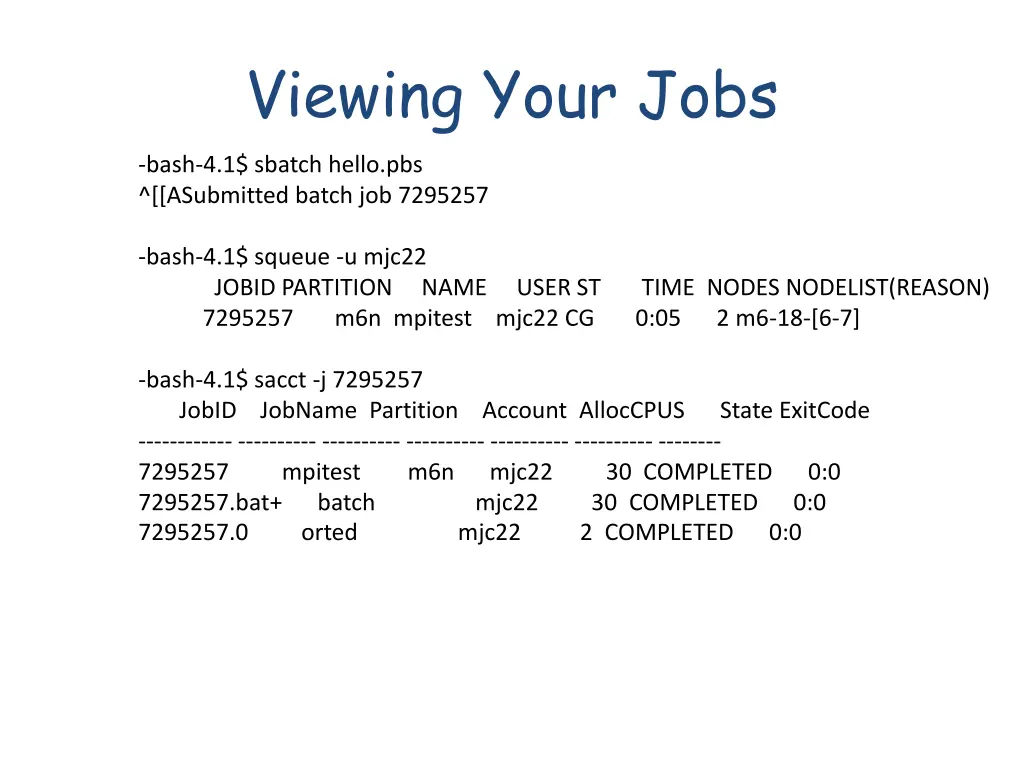 viewing your jobs