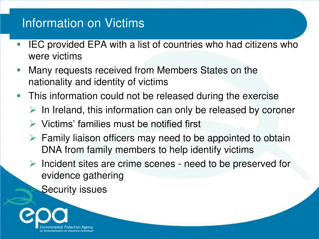 information on victims