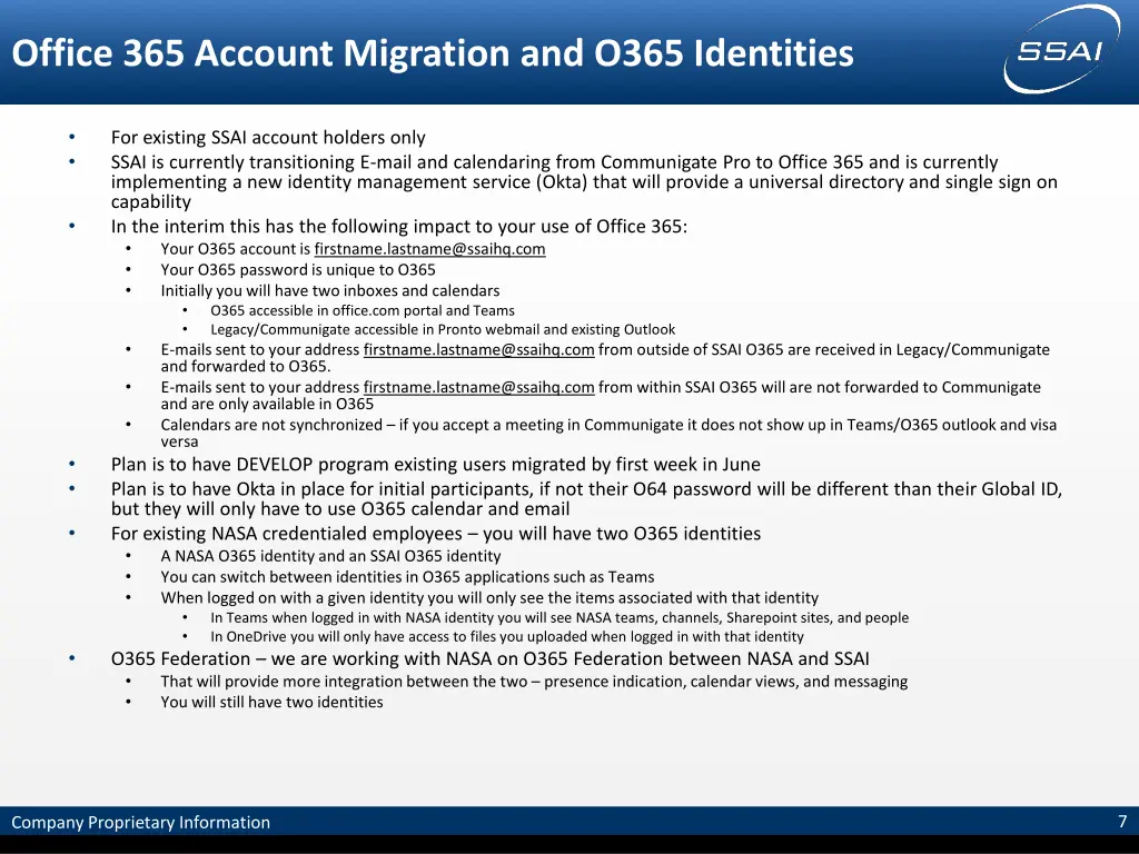 office 365 account migration and o365 identities