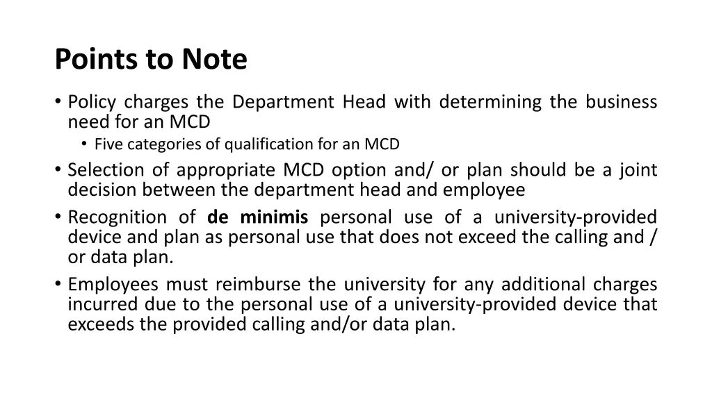points to note