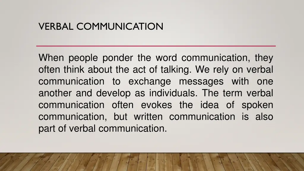verbal communication