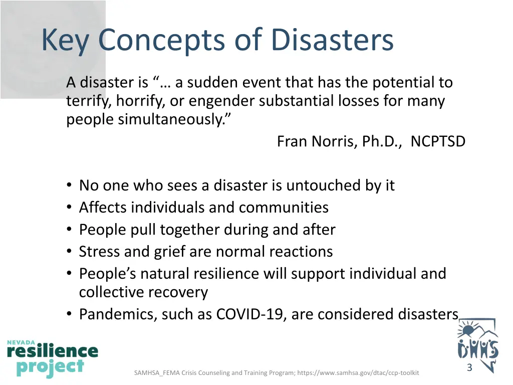 key concepts of disasters