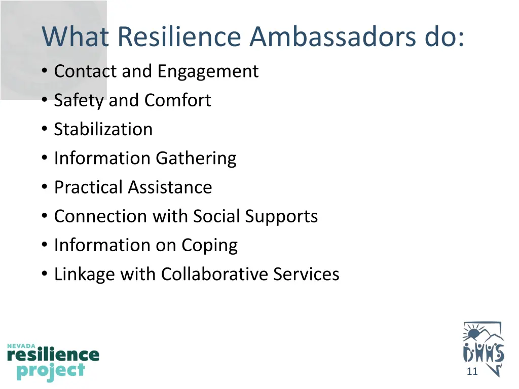 what resilience ambassadors do contact