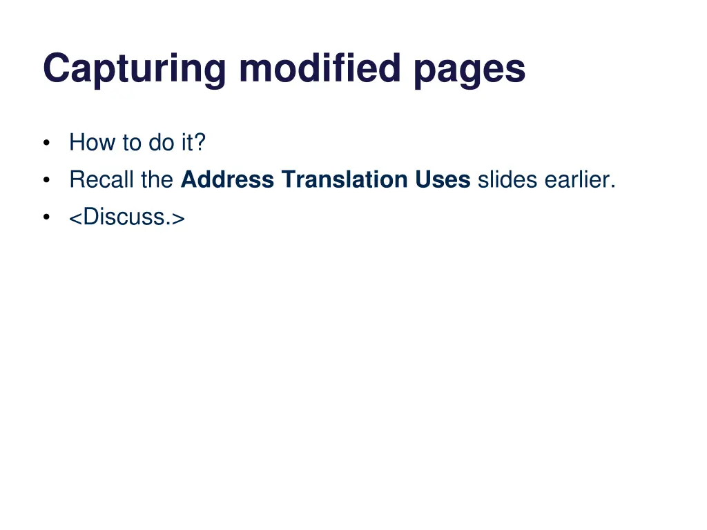 capturing modified pages