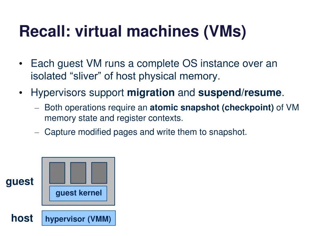 recall virtual machines vms