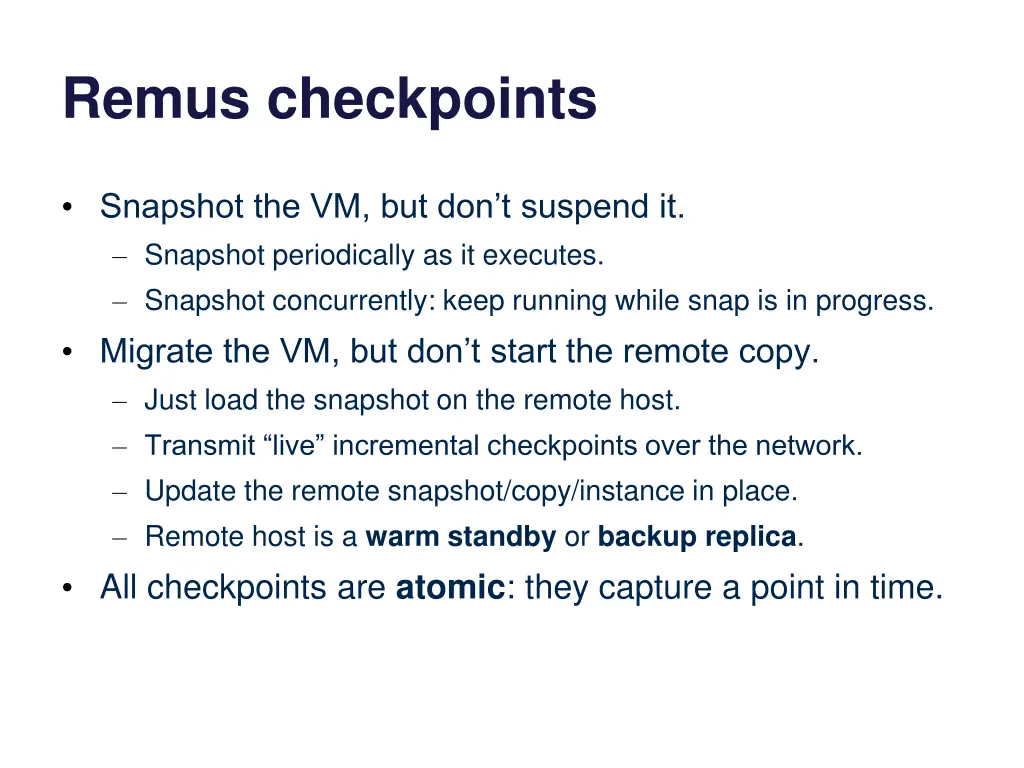 remus checkpoints