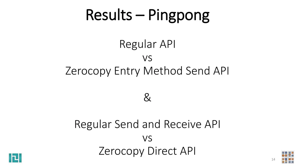 results results pingpong regular api vs zerocopy