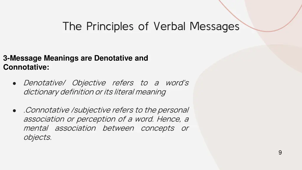 the principles of verbal messages 2
