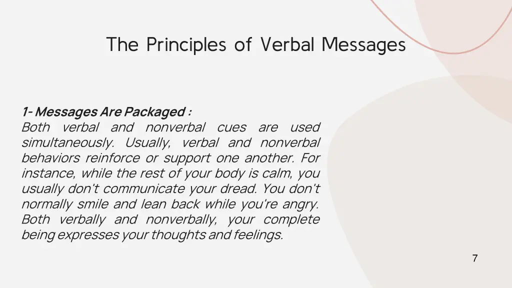 the principles of verbal messages