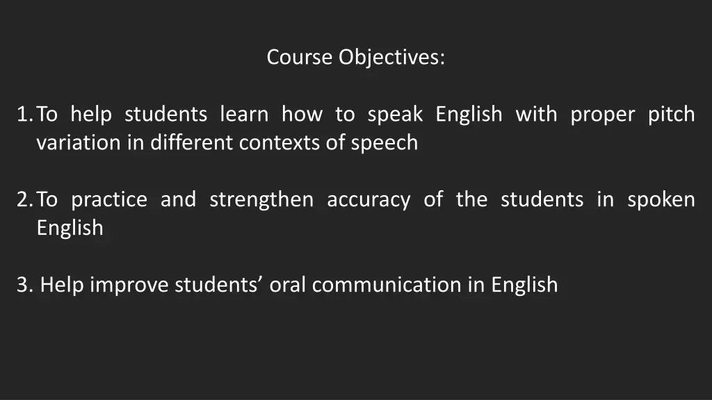 course objectives