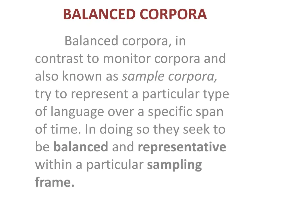 balanced corpora