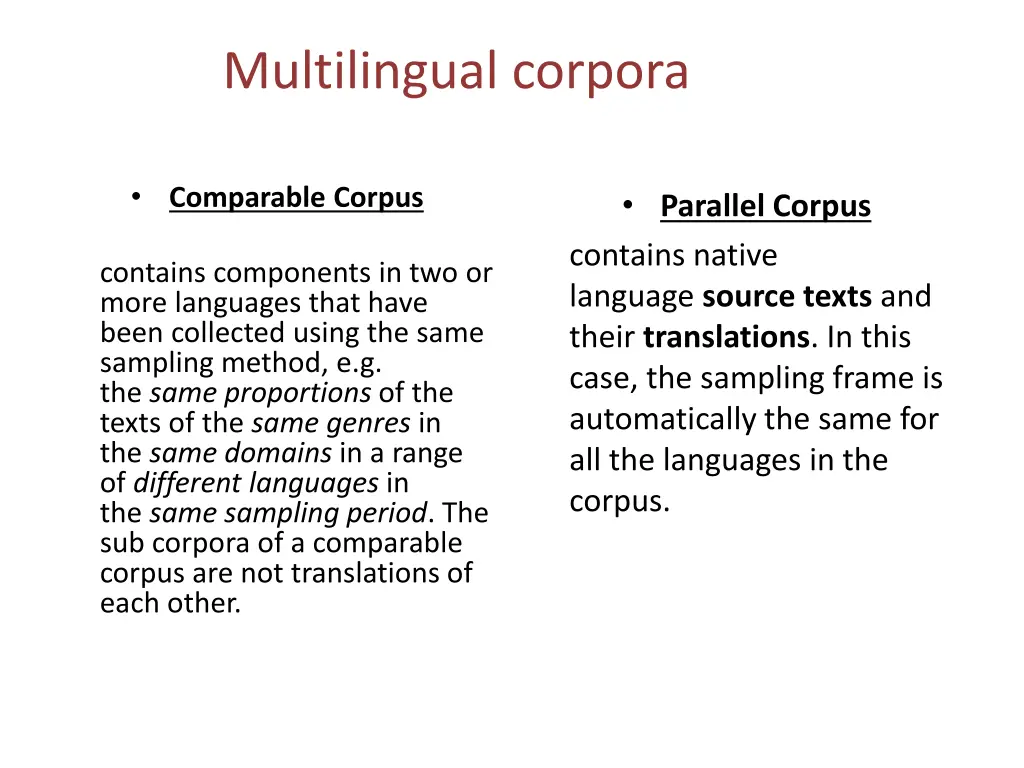 multilingual corpora