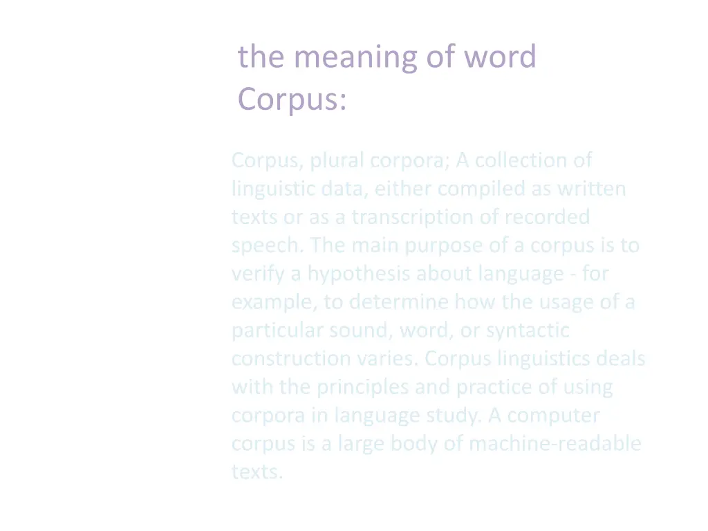 the meaning of word corpus