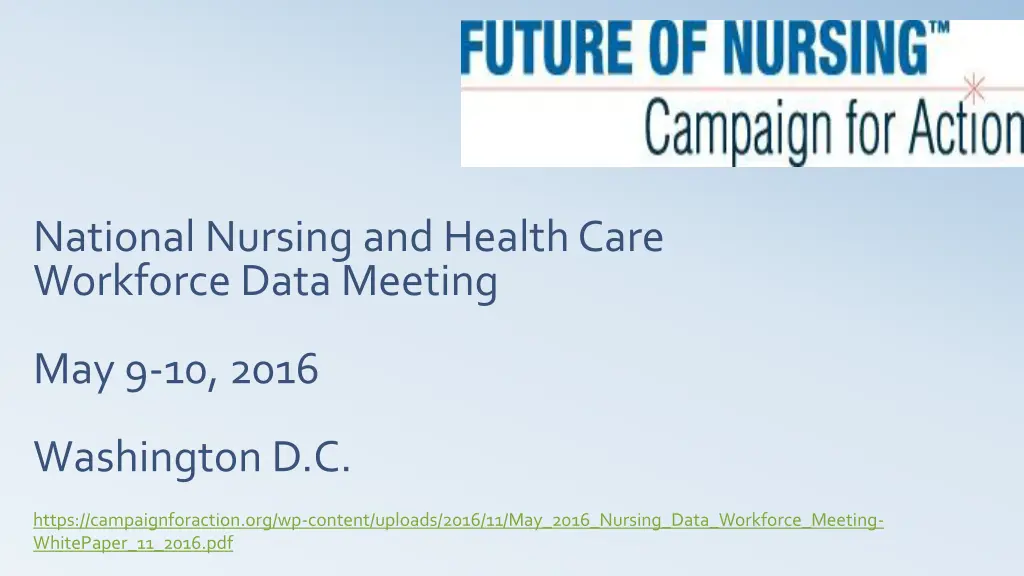 national nursing and health care workforce data