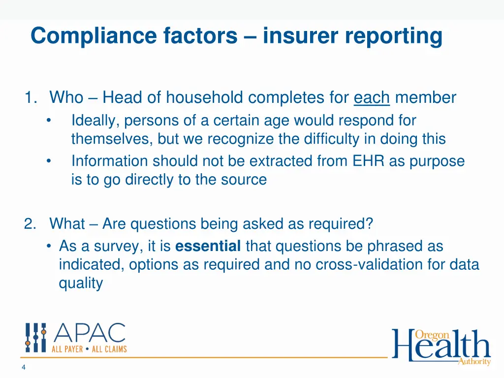 compliance factors insurer reporting
