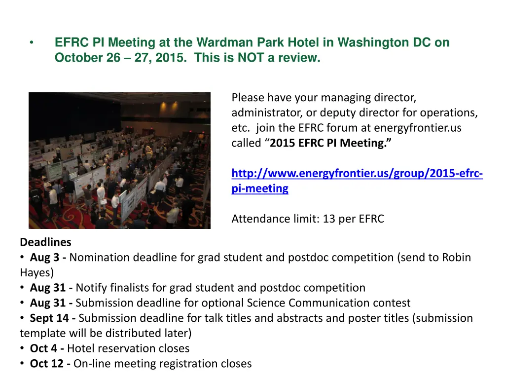 efrc pi meeting at the wardman park hotel
