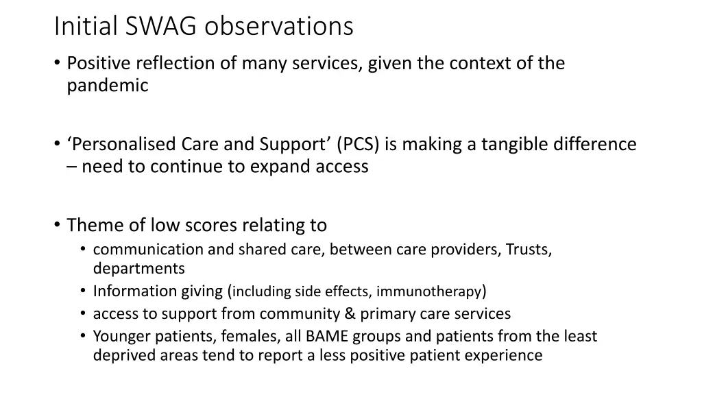 initial swag observations positive reflection