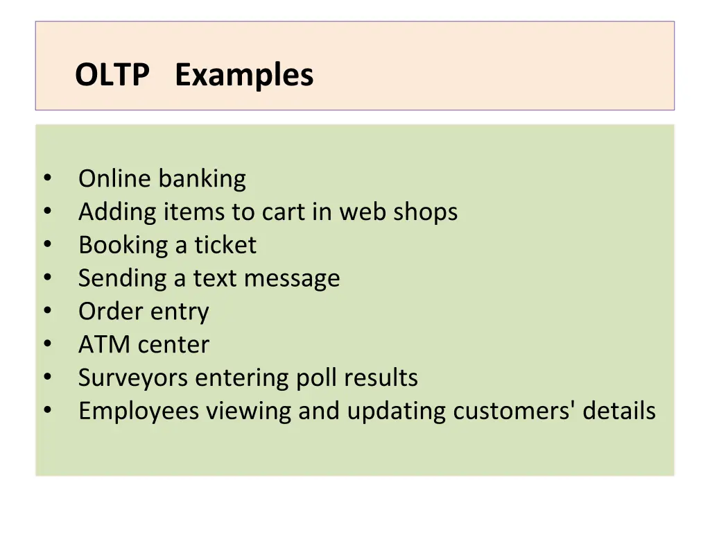 oltp examples