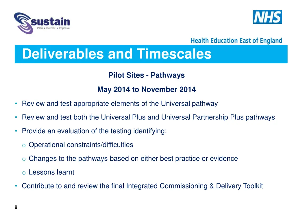 deliverables and timescales 1