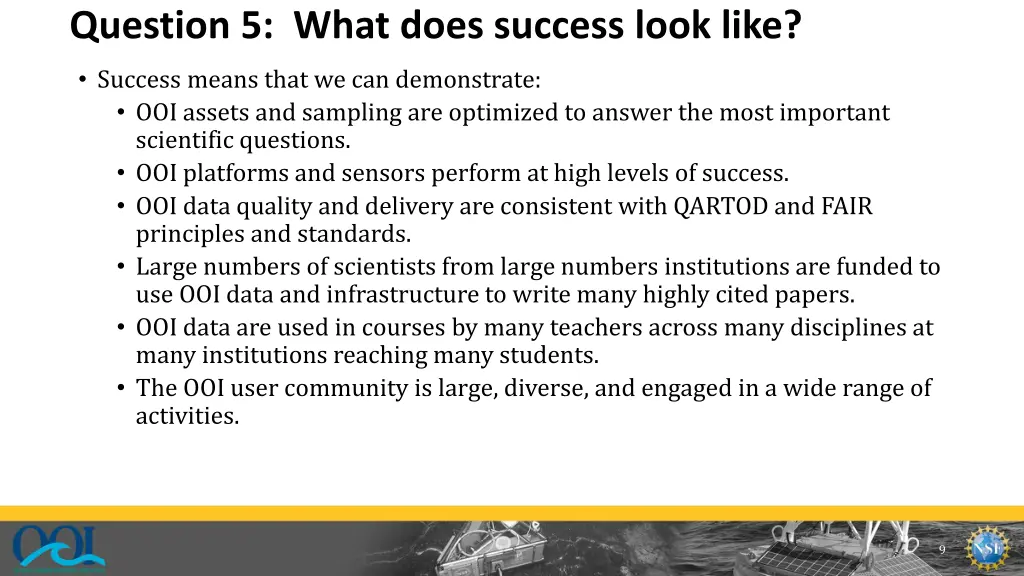 question 5 what does success look like