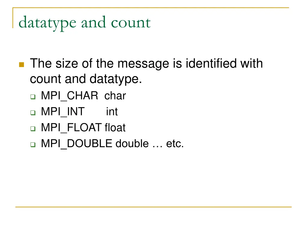 datatype and count