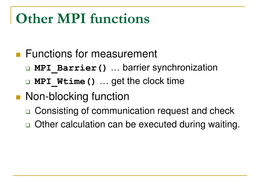 other mpi functions