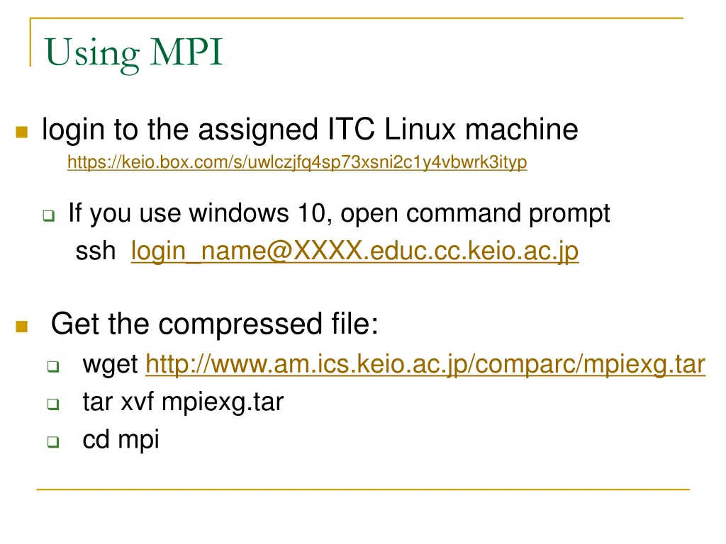 using mpi