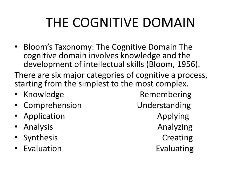 the cognitive domain