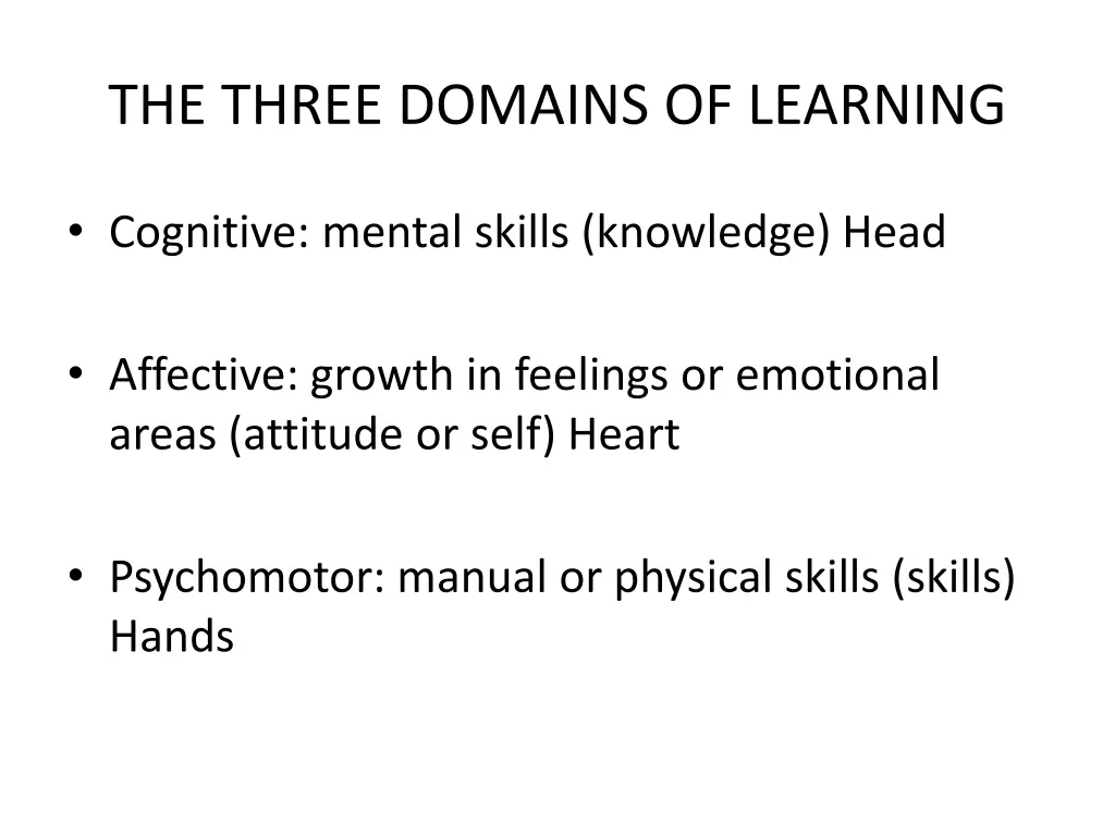 the three domains of learning