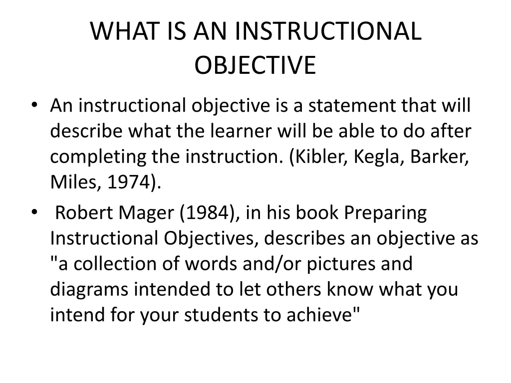 what is an instructional objective