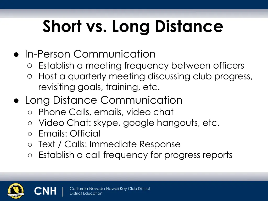 short vs long distance
