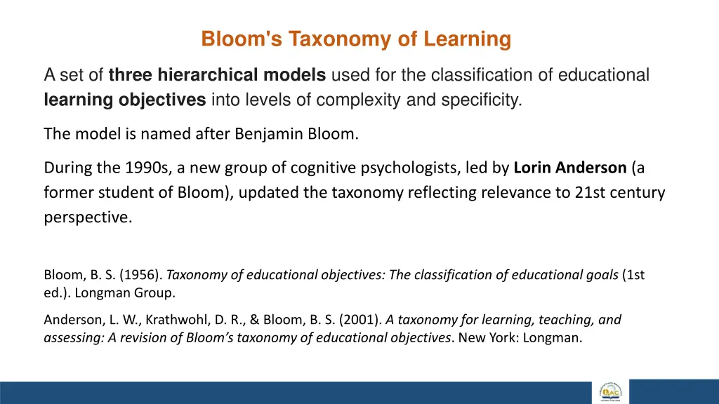bloom s taxonomy of learning