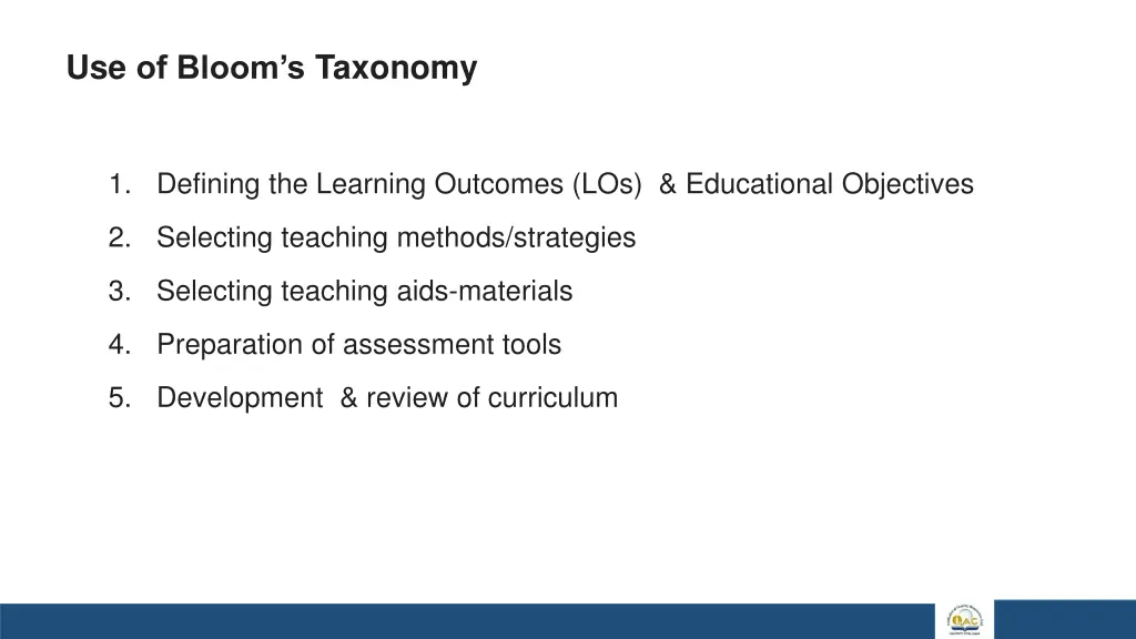 use of bloom s taxonomy
