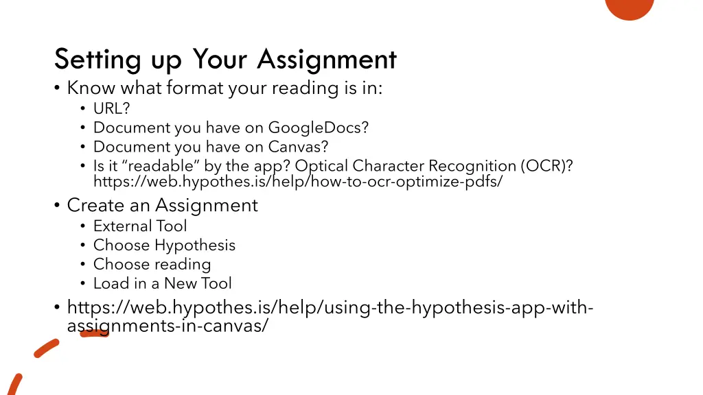 setting up your assignment know what format your