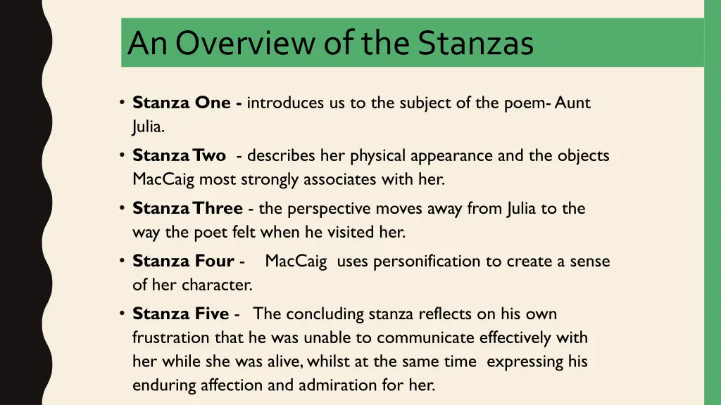 an overview of the stanzas
