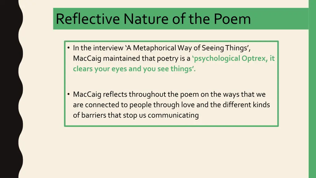 reflective nature of the poem