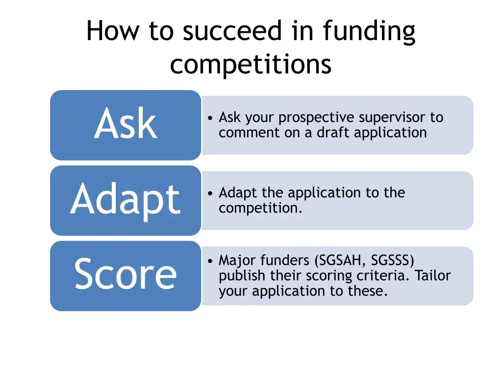 how to succeed in funding competitions ask