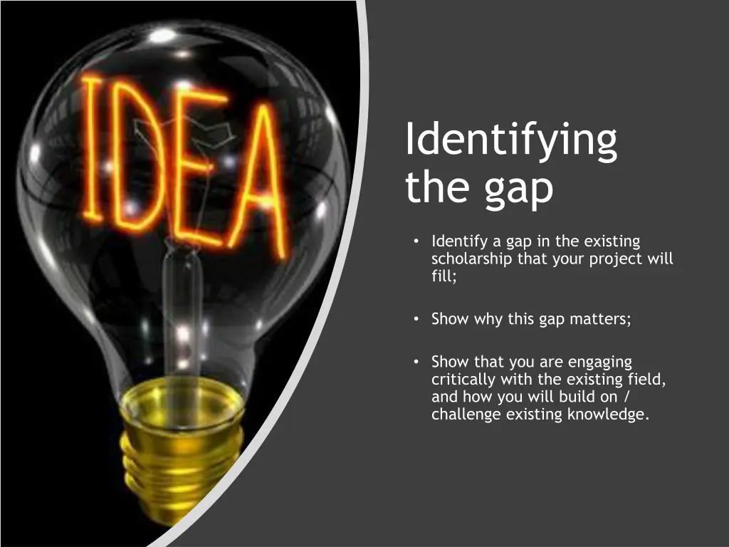 identifying the gap