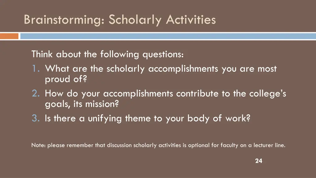 brainstorming scholarly activities