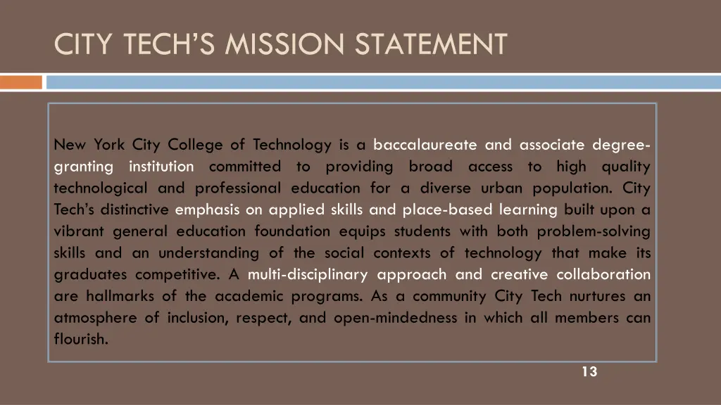 city tech s mission statement