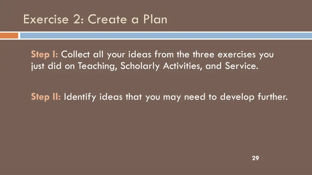 exercise 2 create a plan